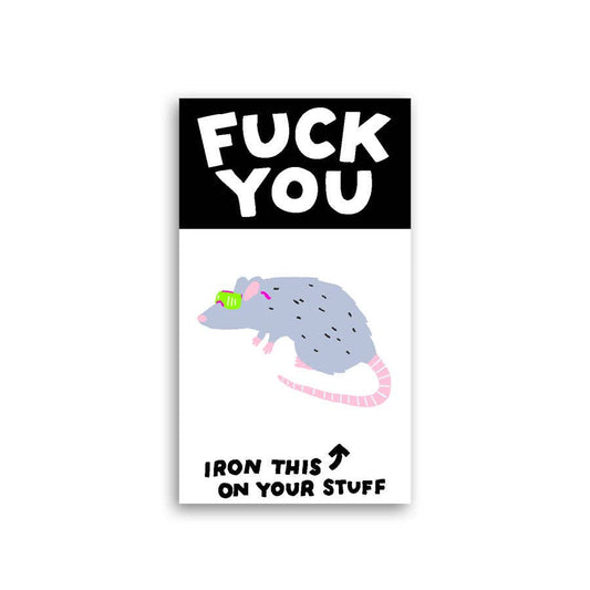 Hot Dang Press-Fuck You Too Cool Rat Iron-On Transfer & Card-patches + pins-gather here online