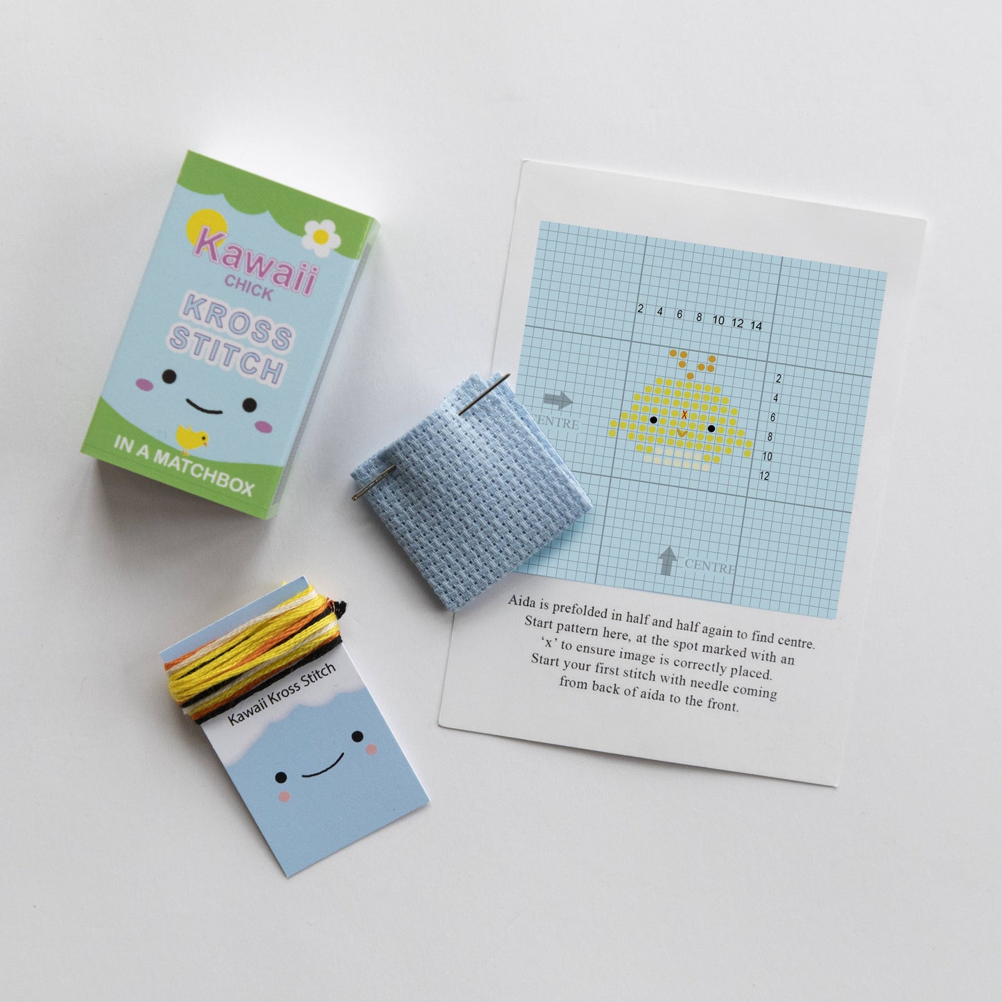 Marvling Bros Ltd-Kawaii Chick Mini Cross Stitch Kit In A Matchbox-xstitch kit-gather here online