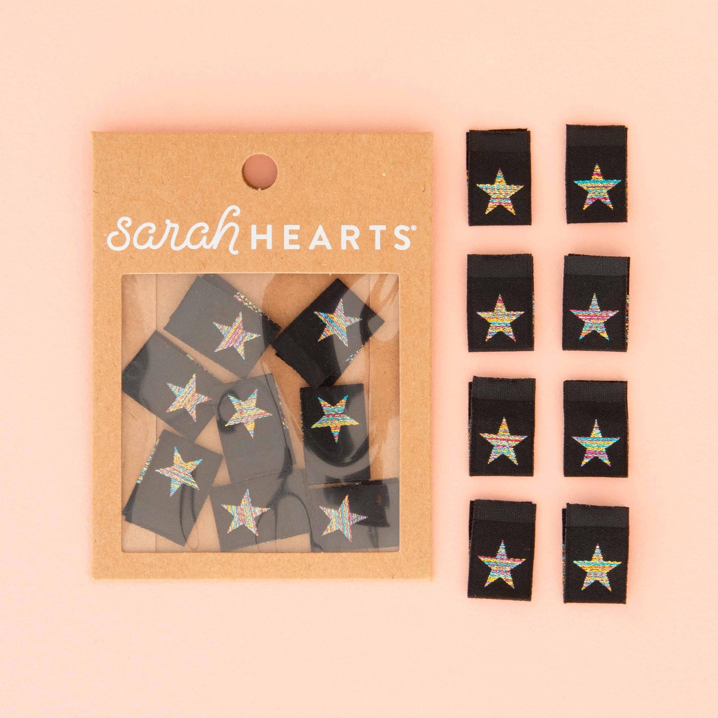 Sarah Hearts-Metallic Rainbow Star Sew-In Labels-sewing notion-gather here online