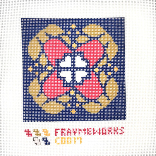 Fraymeworks-Helga Handker 4x4" Needlepoint Canvas-embroidery pattern-gather here online