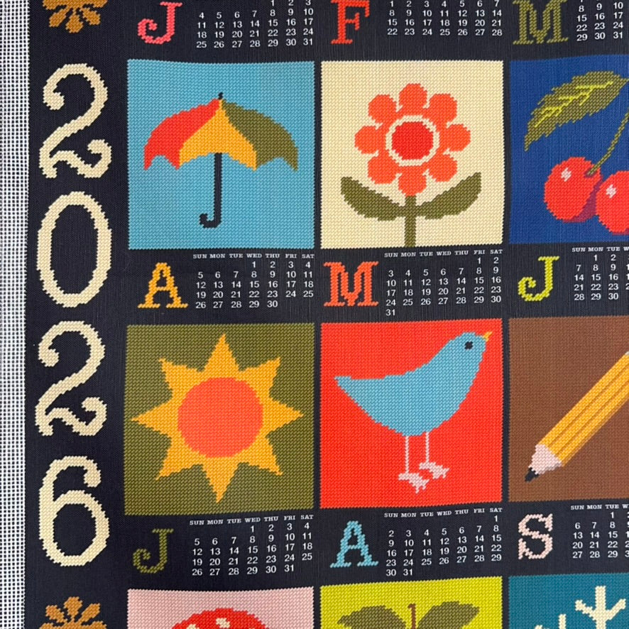 gather here-2026 Tea Towel Calendar - Needlepoint-tea towel calendar-gather here online