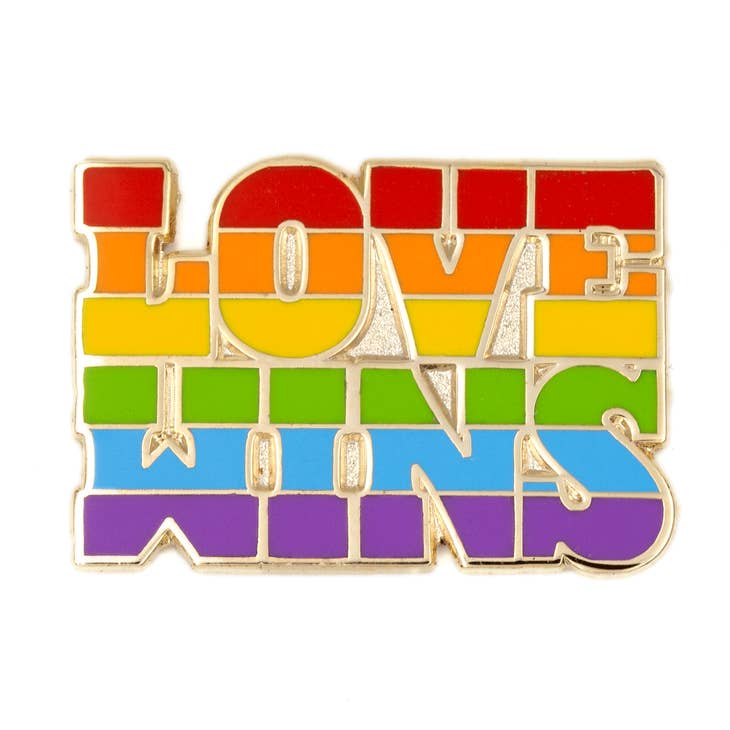 These Are Things-Rainbow Pride Love Wins Block Enamel Pin-accessory-gather here online