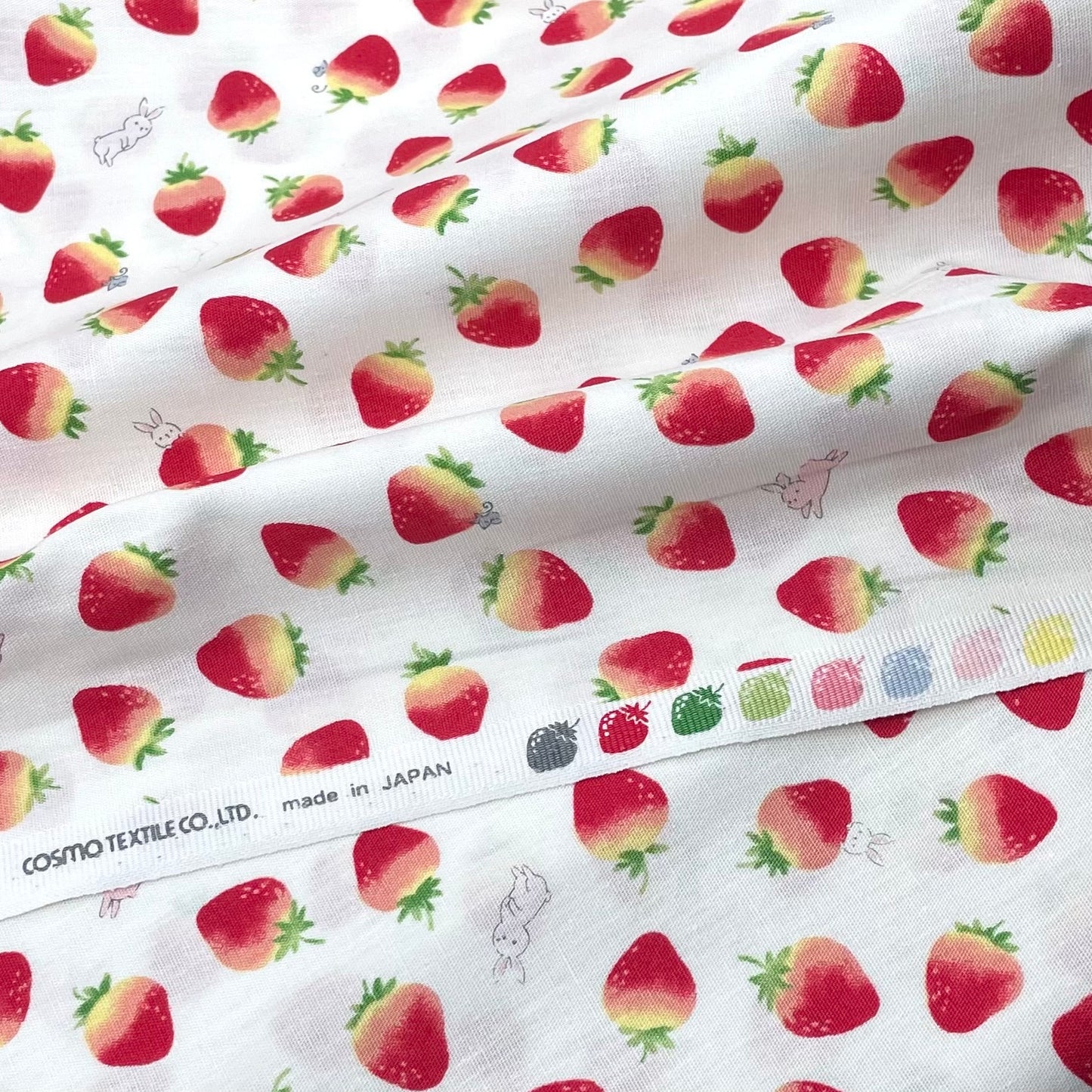 Cosmo-Strawberries And Bunnies on Cotton-fabric-gather here online