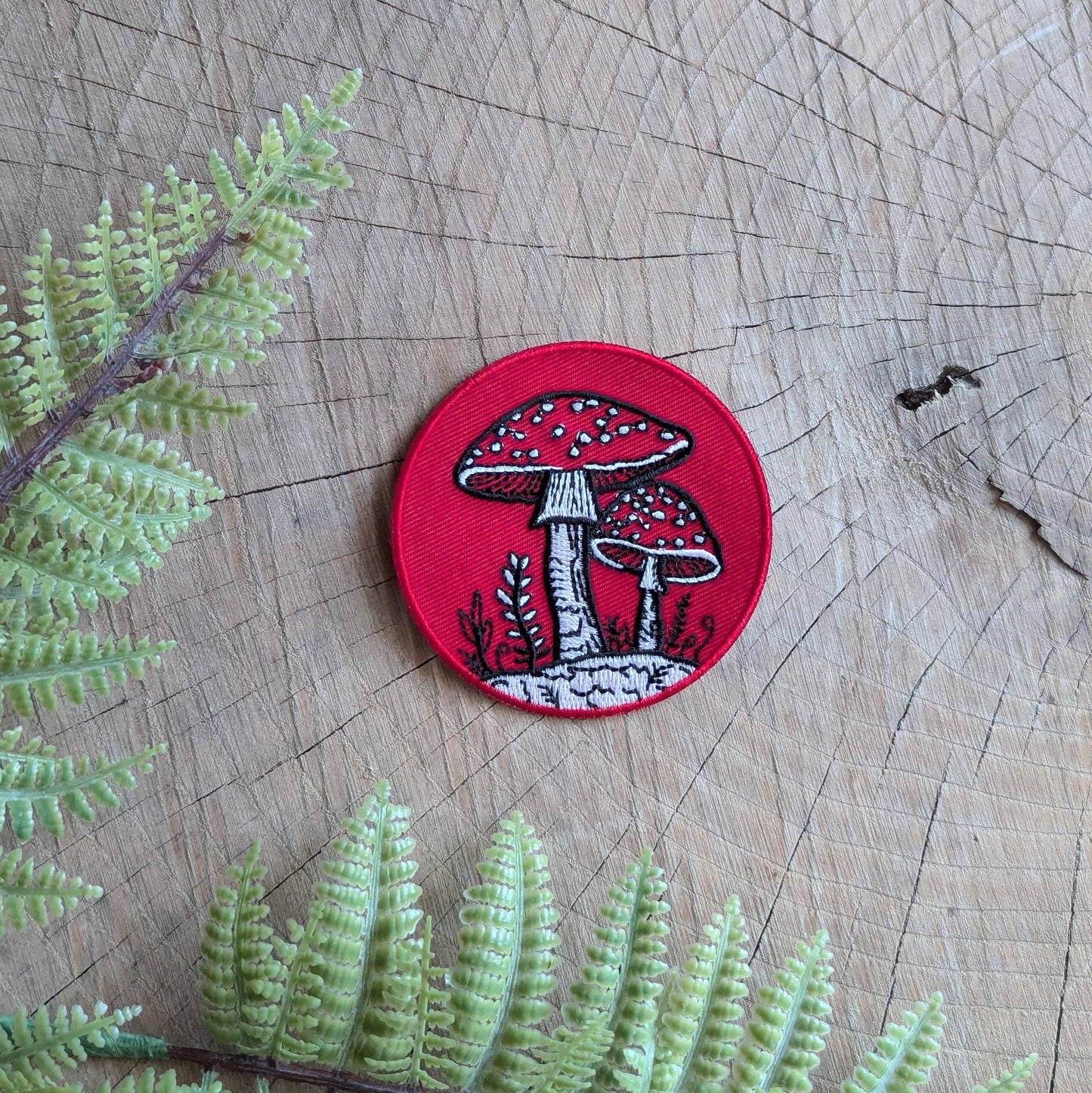 ilikesara-Fly Agaric Mushroom Red Iron-On Patch-patches + pins-gather here online