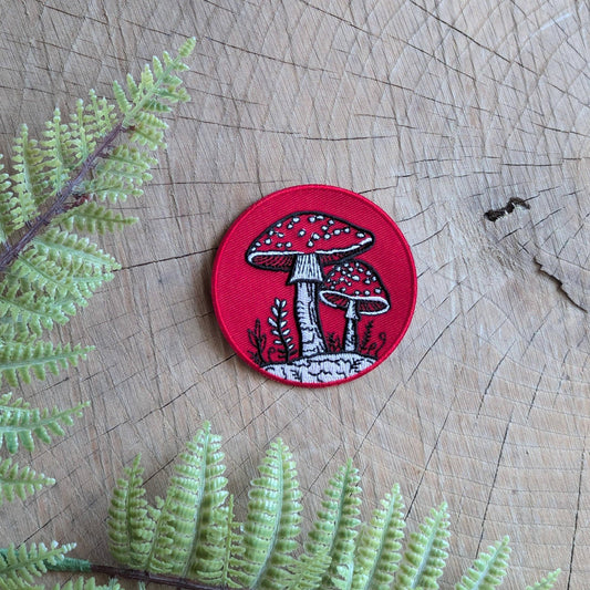 ilikesara-Fly Agaric Mushroom Red Iron-On Patch-patches + pins-gather here online