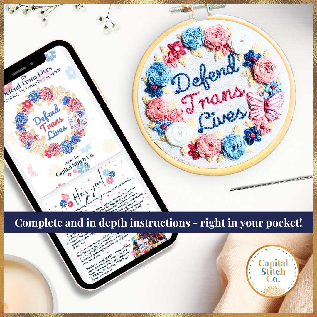 Capital Stitch Co.-Defend Trans Lives Embroidery Kit-embroidery kit-gather here online