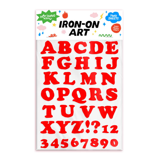 Hot Dang Press-Wonky Alphabet Red Iron-On Transfer Sheet Set-patches + pins-gather here online
