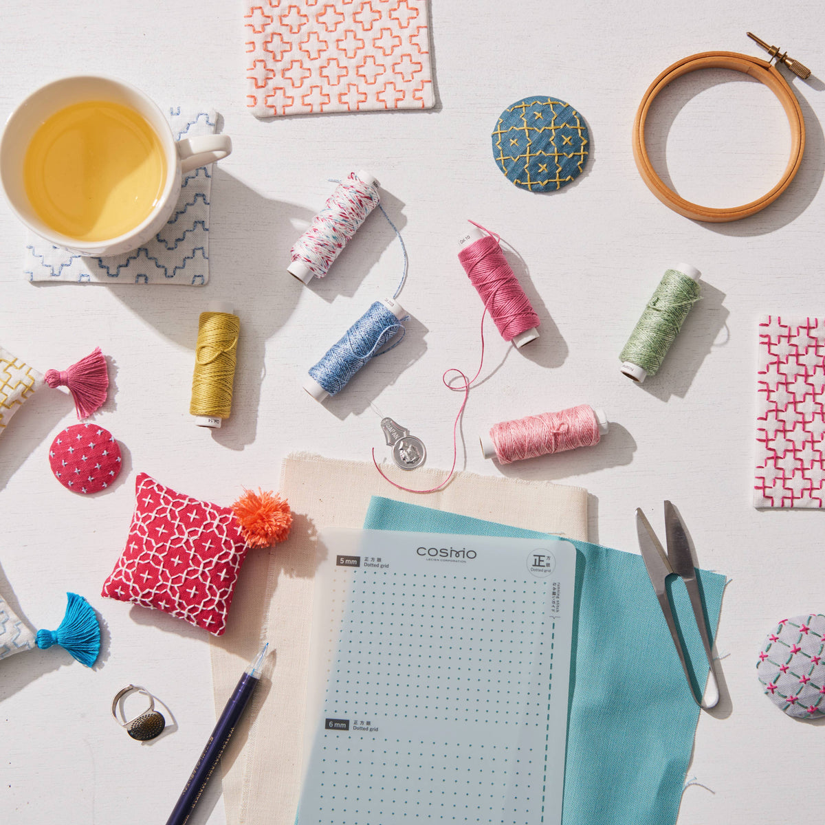 Cosmo-Sashiko Square Dotted Grid Template-embroidery notion-gather here online