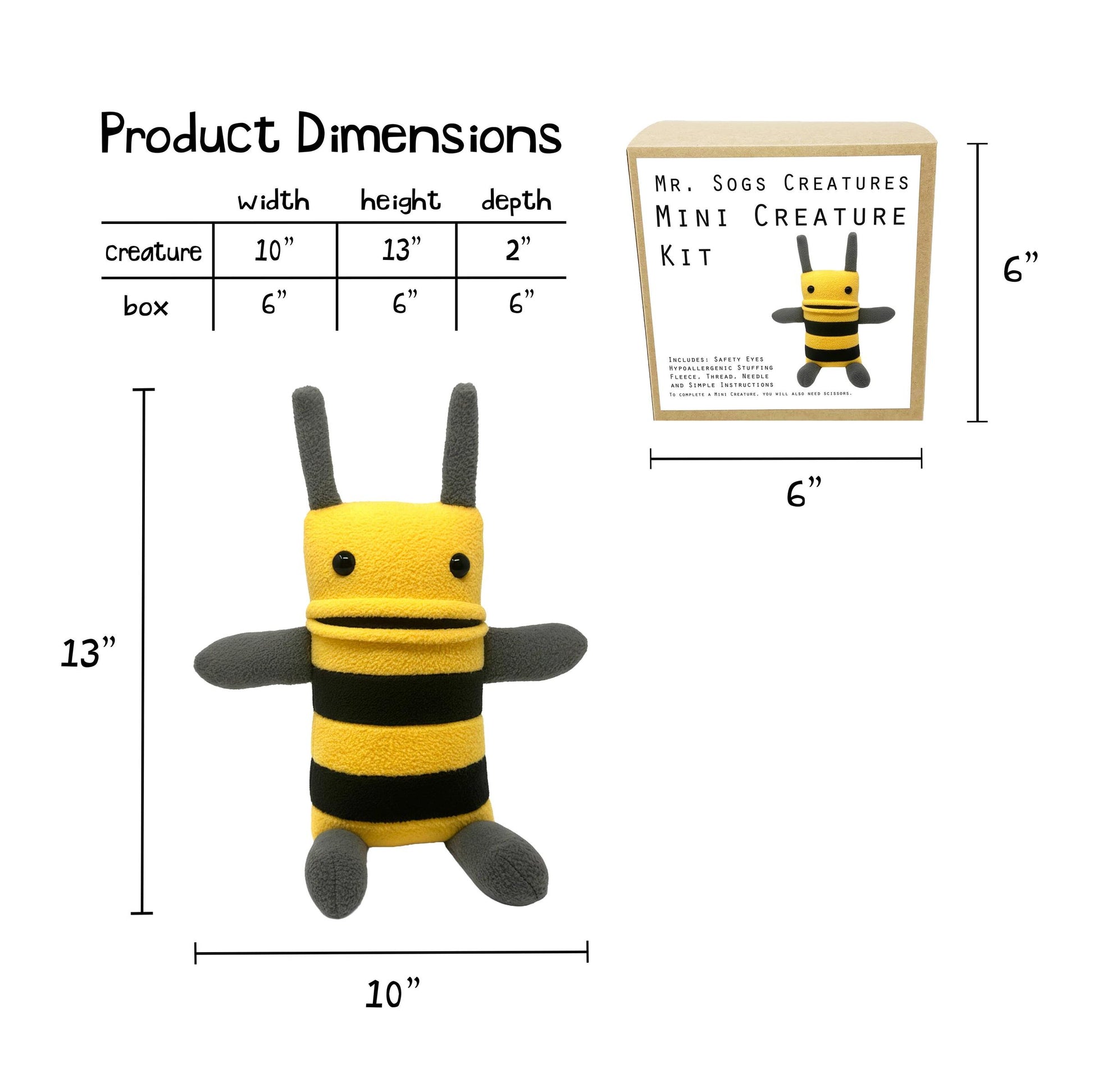Mr. Sogs-Mini Creature Kit - Yellow & Black-sewing kit-gather here online