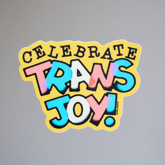 Curlworks-Celebrate Trans Joy Vinyl Sticker-sticker-gather here online