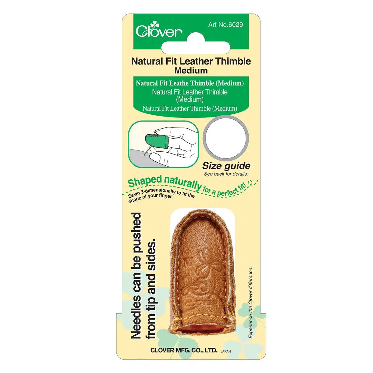 Clover-Natural Fit Leather Thimble - Medium-sewing notion-gather here online