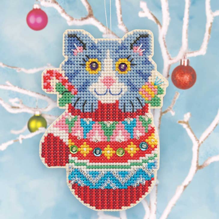 Satsuma Street-Mitten Kitten Cross Stitch Ornament Kit-xstitch kit-gather here online