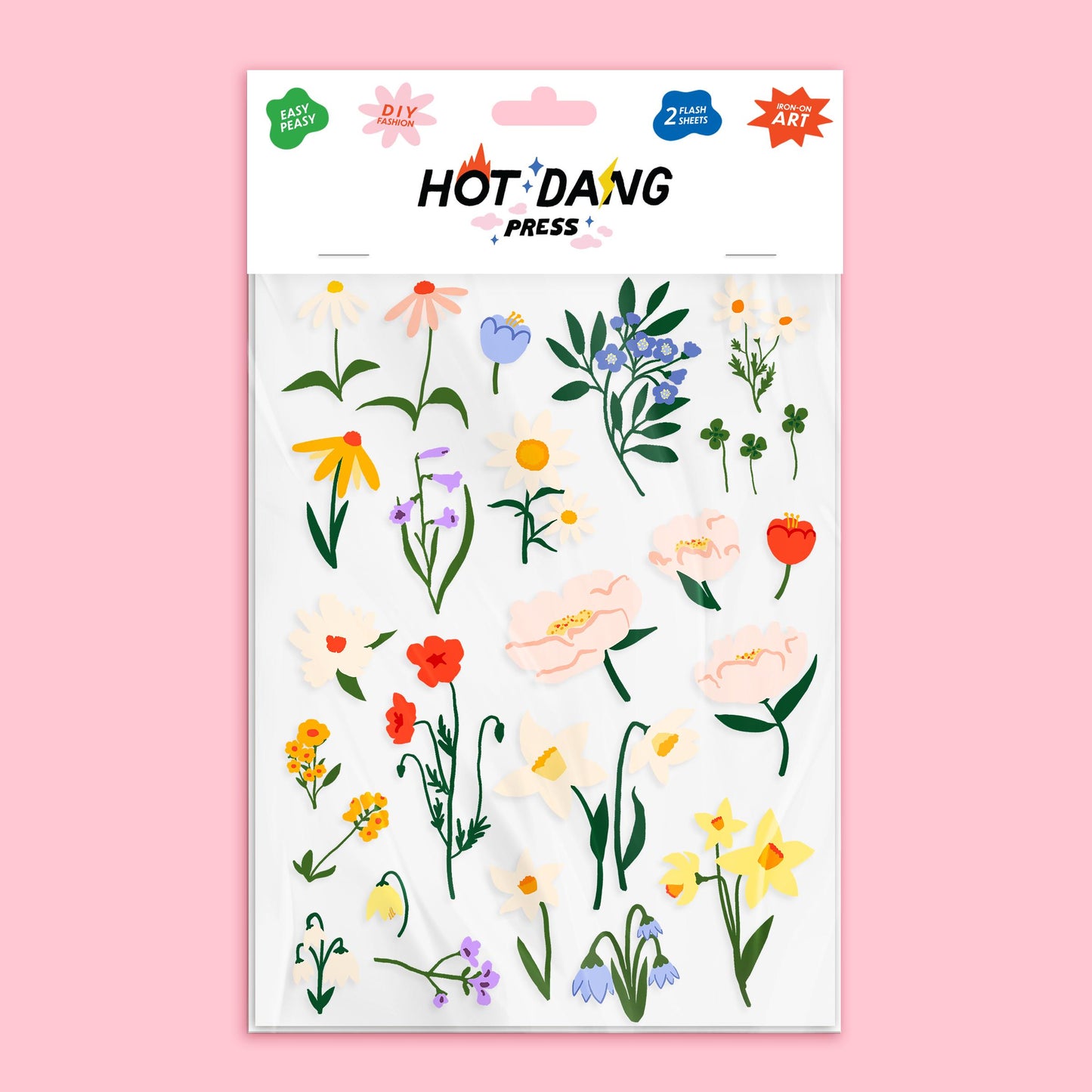Hot Dang Press-Flowers Always Iron-On Transfer Sheet Set-patches + pins-gather here online