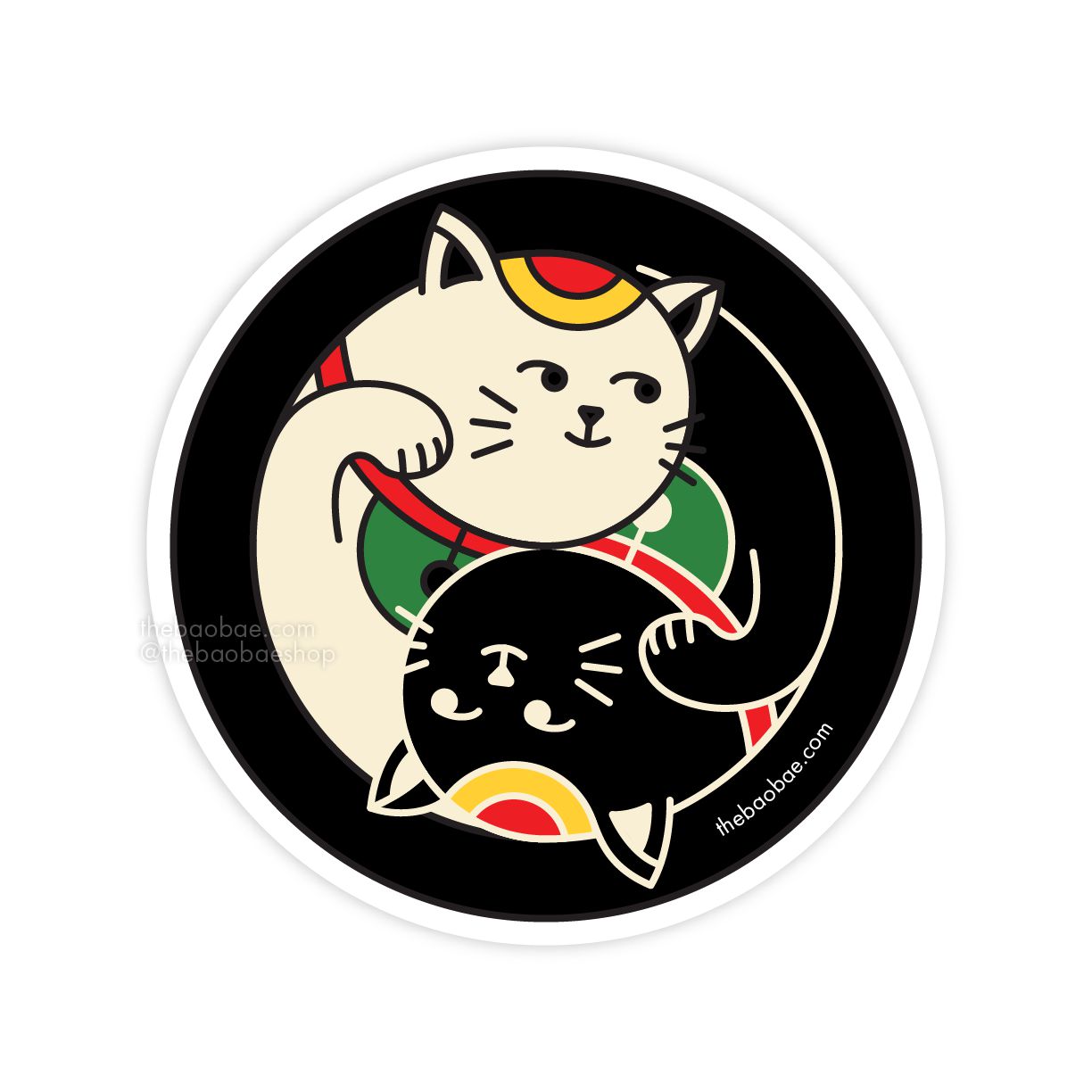 The Bao Bae-Yin Yang Cat Sticker: Color-accessory-gather here online