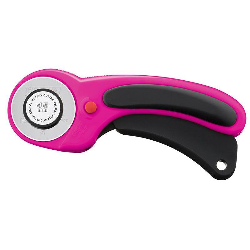 Olfa-Ergonomic Rotary Cutter - Magenta - 45mm-sewing notion-gather here online