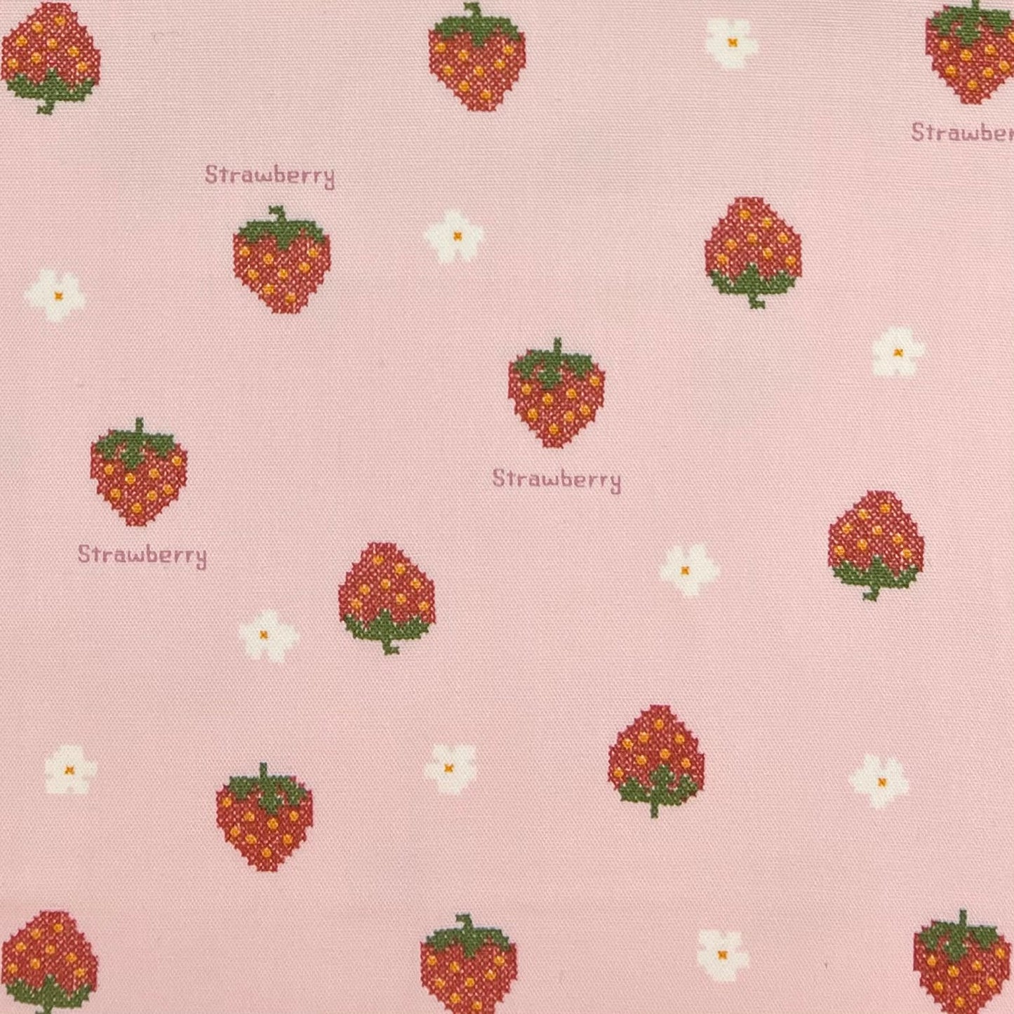 Kokka-Cross-Stitch Strawberries on Cotton Oxford-fabric-gather here online