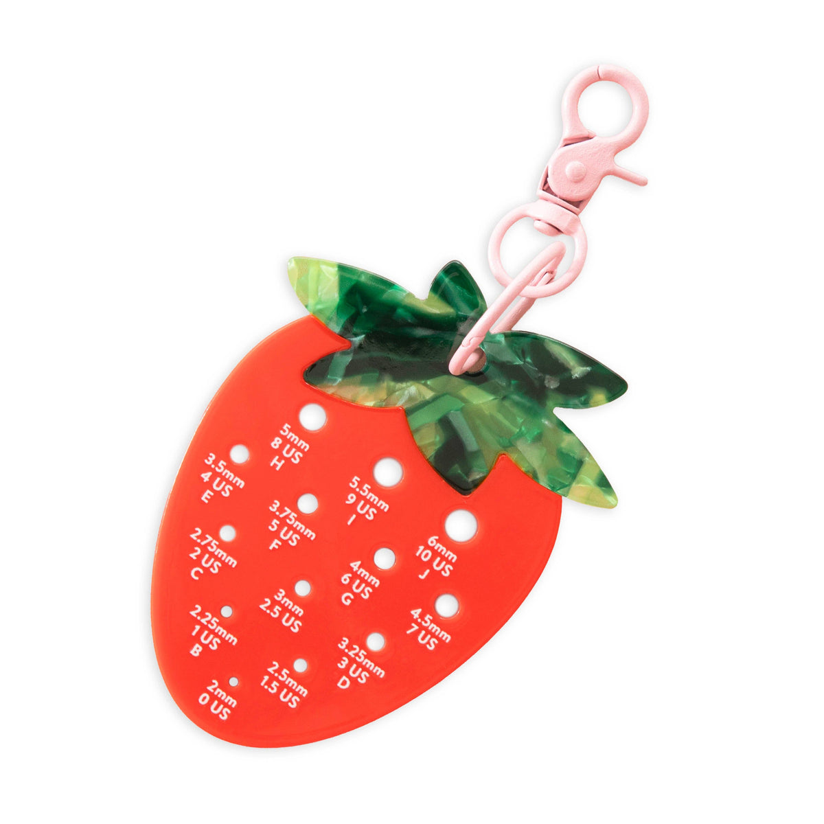 Sarah Hearts-Strawberry Needle Gauge Bag Charm-knitting notion-gather here online