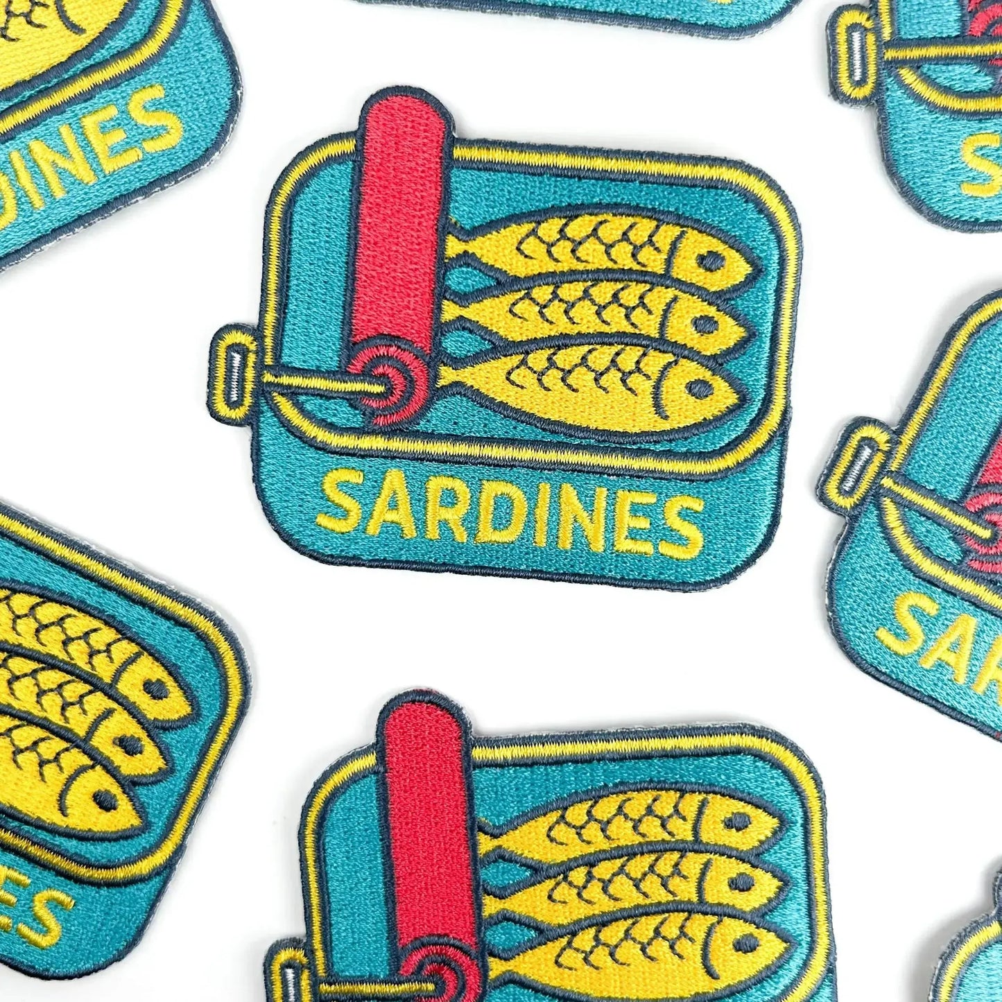 Field Trip Threads-Sardines Embroidered Iron-On Patch-patches + pins-gather here online