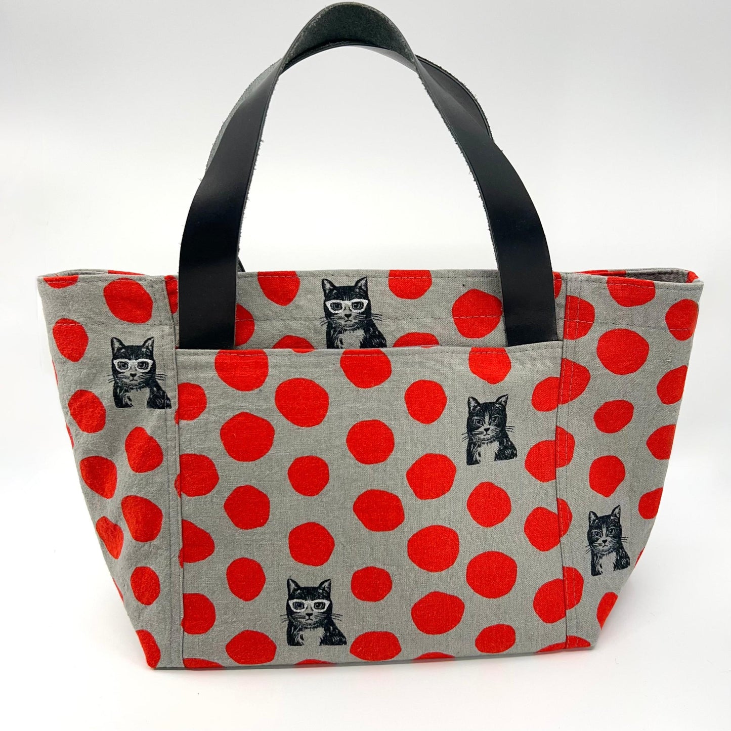 Denise Snow Williams-One of a Kind Open-Top Project Bags - October 2026-craft organizer-Large - Glasses Cats w/ Int & Ext Pockets & Leather Handles-gather here online