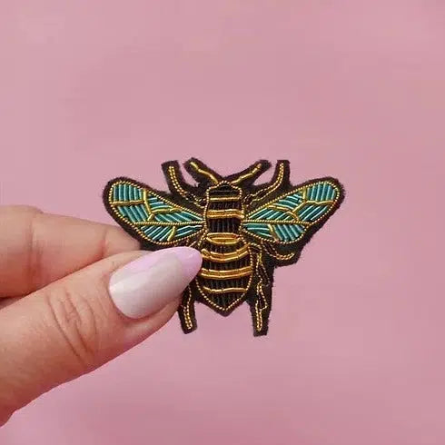 Malicieuse-Bee Embroidered Pin-accessory-gather here online