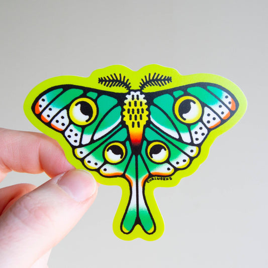 Curlworks-Luna Moth Vinyl Sticker-sticker-gather here online