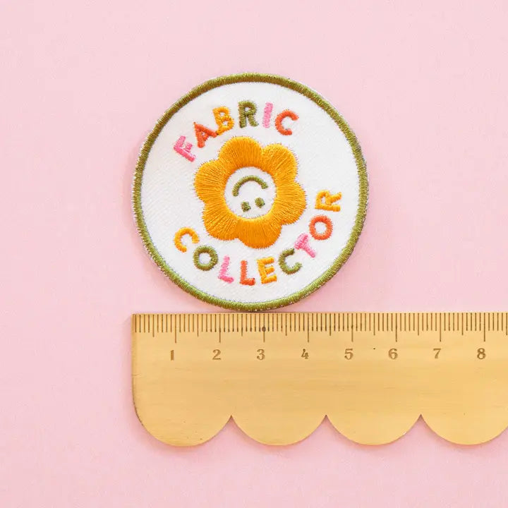 Sarah Hearts-Fabric Collector Yellow Multi Iron-On Patch-patches + pins-gather here online