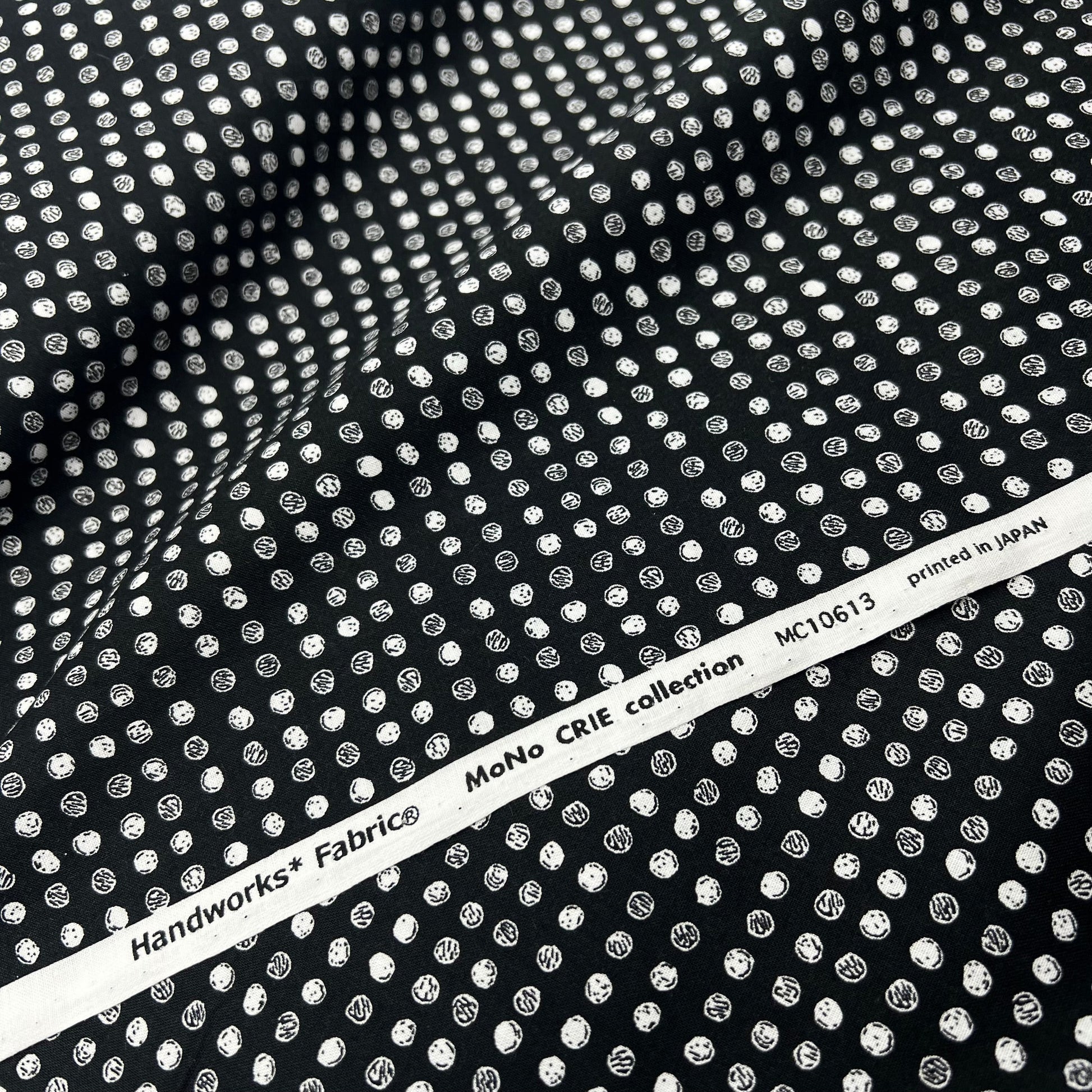 Sevenberry-White Dots On Black on Cotton Shirting-fabric-gather here online