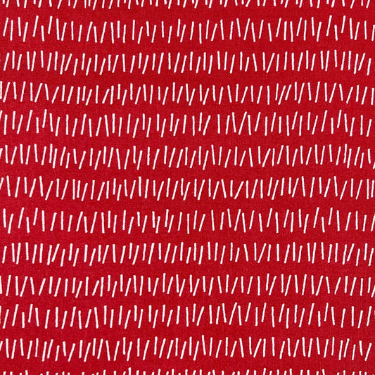 Sevenberry-White On Red Hatch Marks on Cotton Shirting-fabric-gather here online