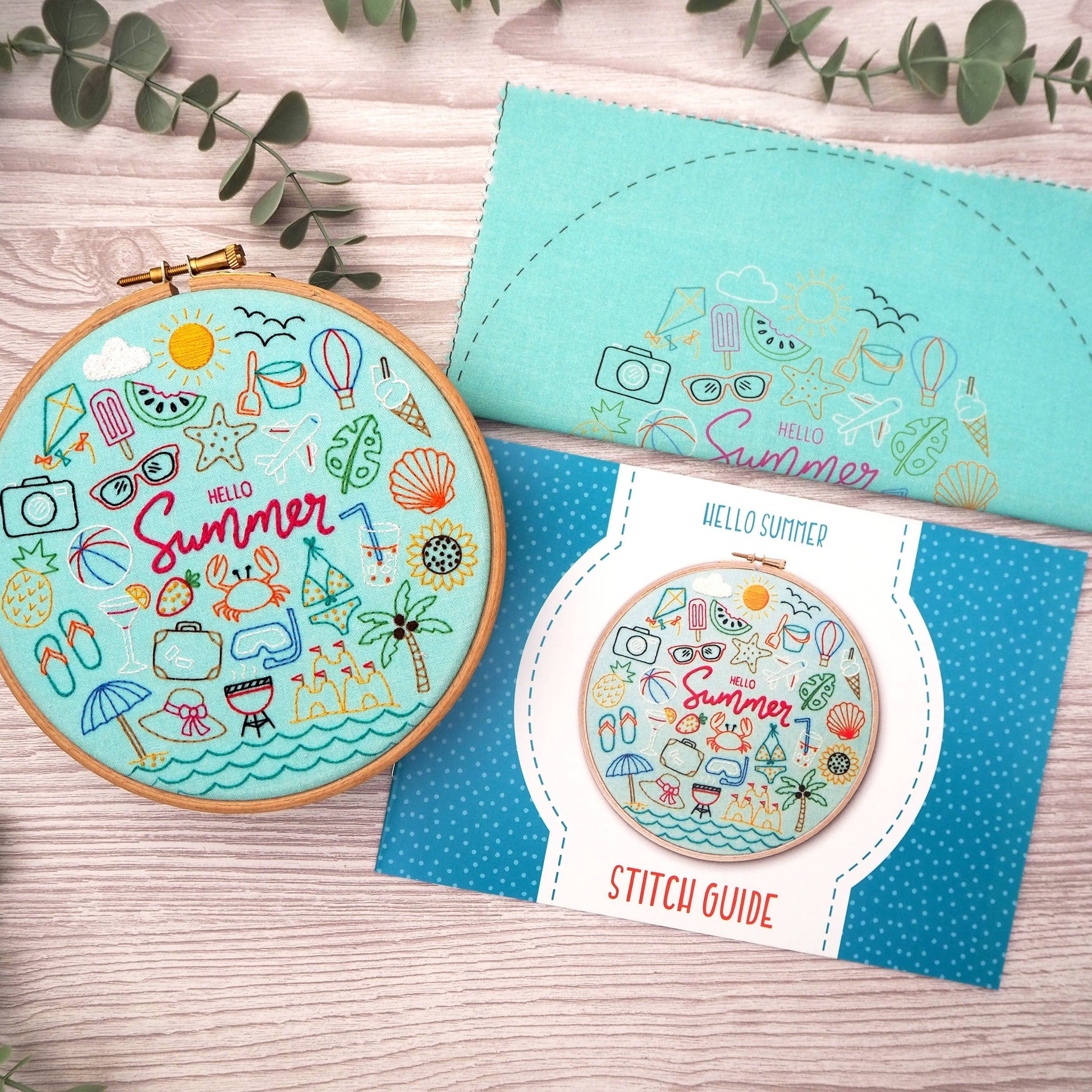 Oh Sew Bootiful-Hello Summer Embroidery Pattern Fabric Pack-embroidery kit-gather here online