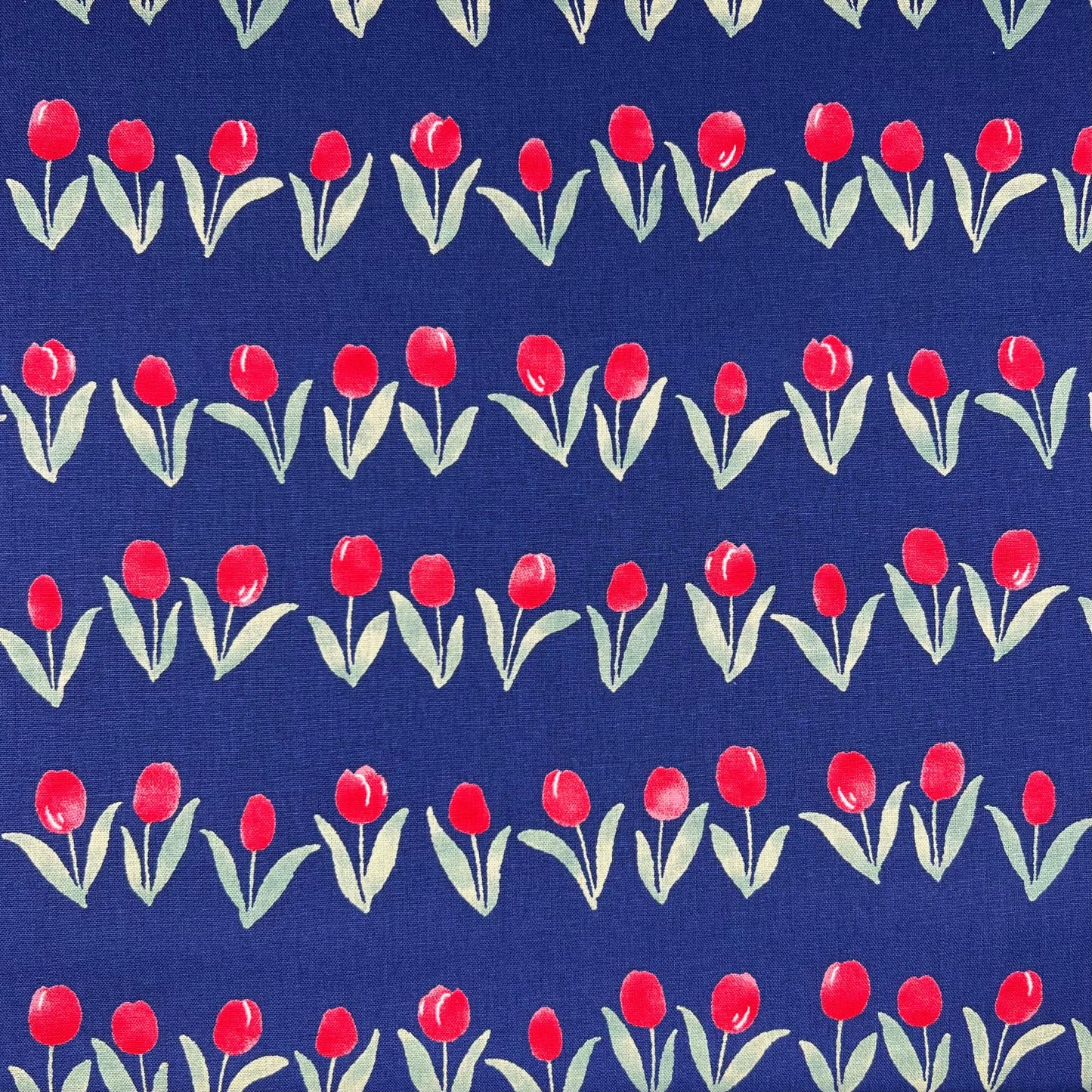 Westex-Red Tulip Rows on Cotton/Linen Canvas-fabric-gather here online