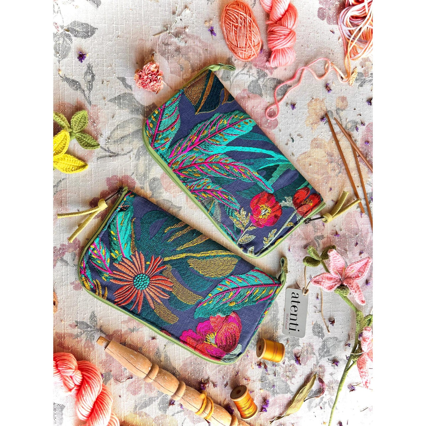 Atenti-Flora Needles, Hooks, and Tools Case-craft organizer-gather here online