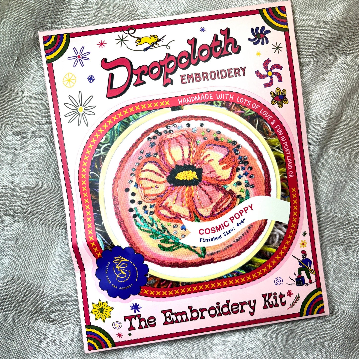 Dropcloth Samplers-Cosmic Poppy Embroidery Kit-embroidery kit-gather here online