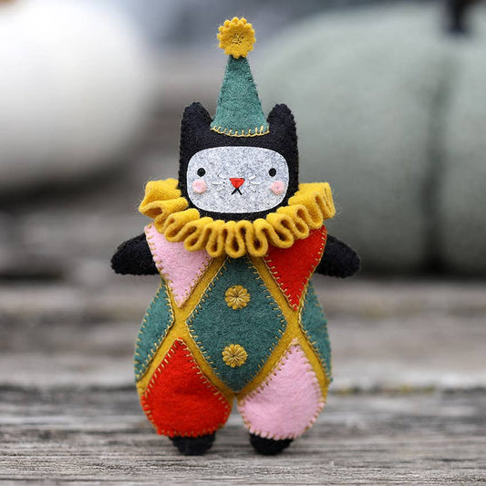 Kiriki Press-Harlequin Cat Felt Doll Kit-embroidery kit-gather here online