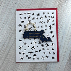 SnowMade-Happy Holidays from Massachusetts Ornament with Card-greeting card-gather here online