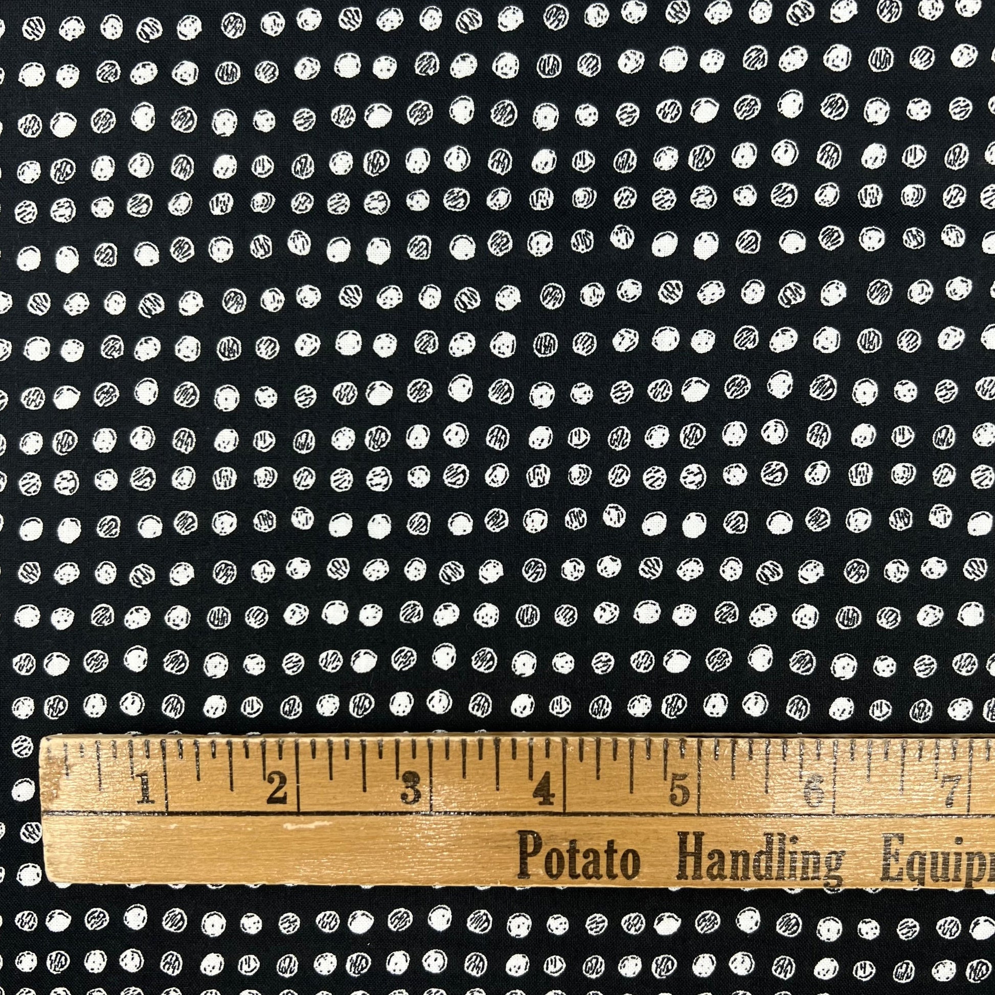 Sevenberry-White Dots On Black on Cotton Shirting-fabric-gather here online