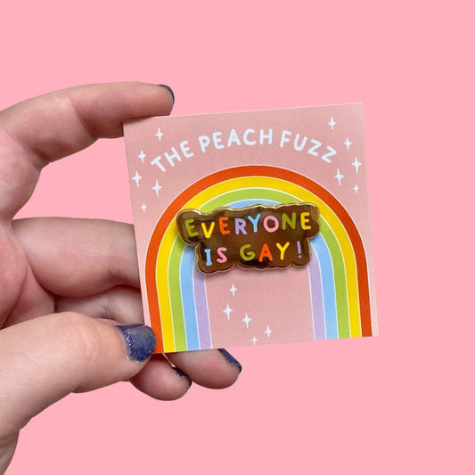 The Peach Fuzz-Everyone Is Gay Enamel Pin-accessory-gather here online