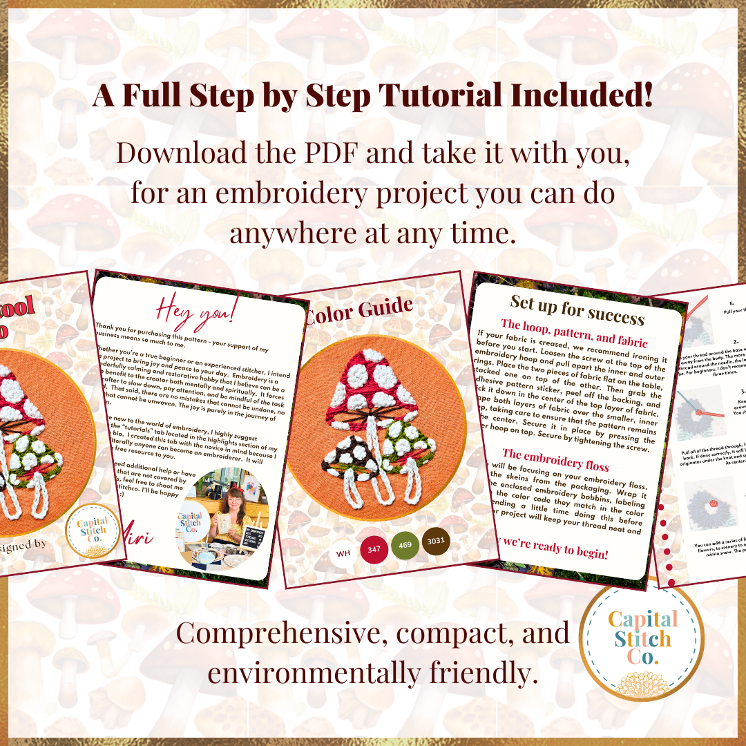 Toadstool Trio Mini Embroidery Kit