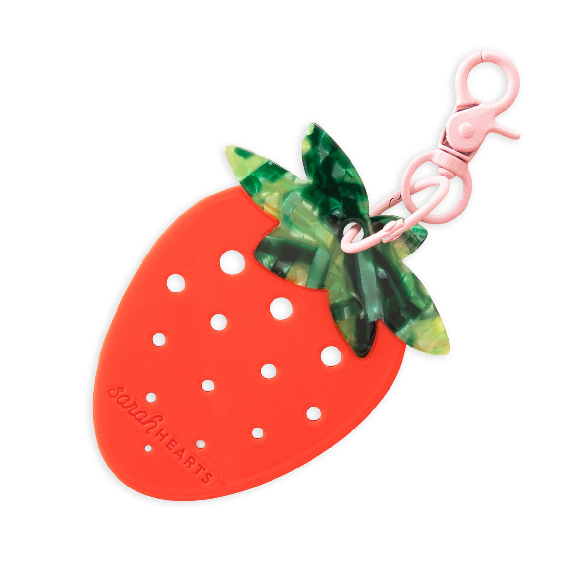 Sarah Hearts-Strawberry Needle Gauge Bag Charm-knitting notion-gather here online