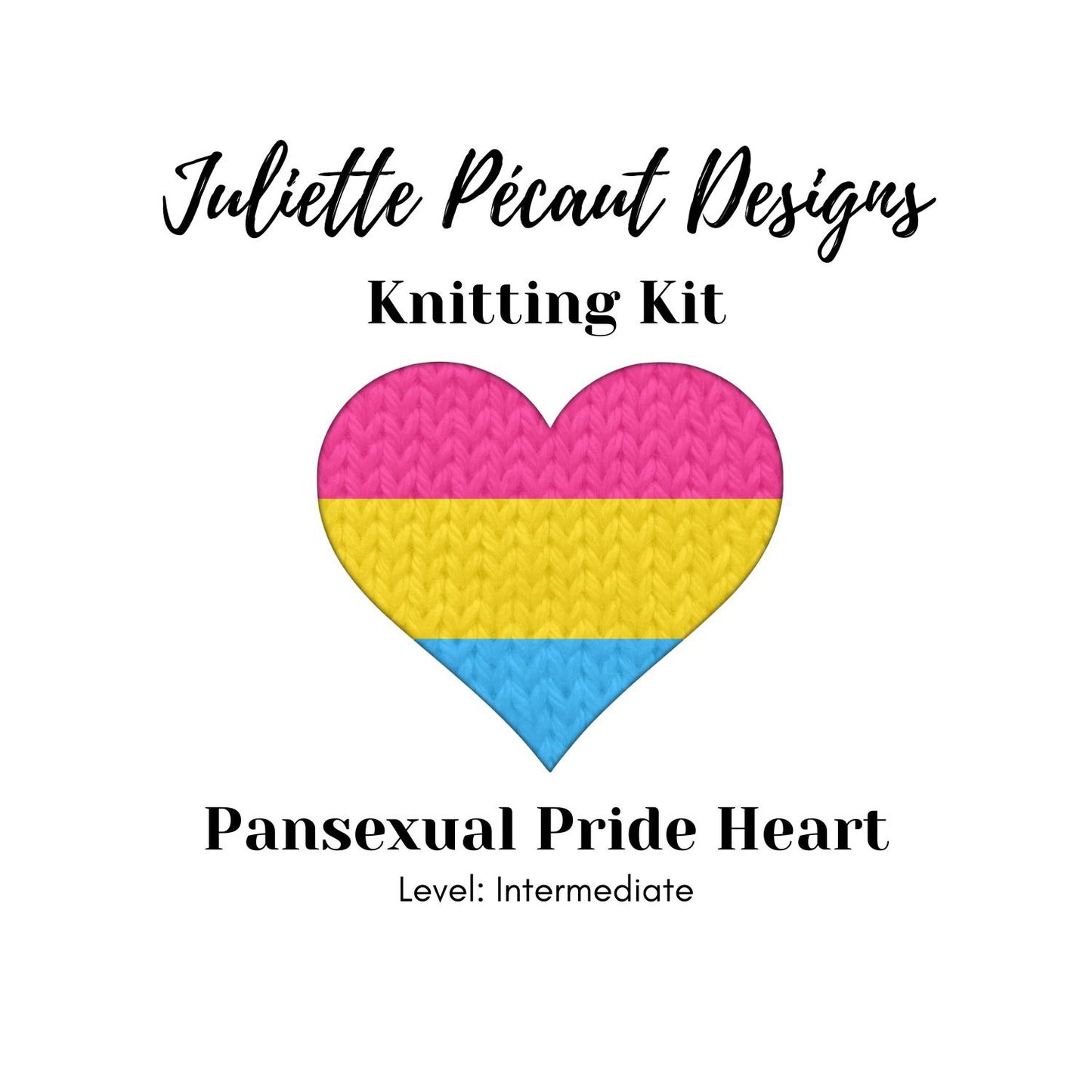 Juliette Pécaut Designs-Knitting Kit: Pride Hearts-knitting / crochet kit-Pansexual-gather here online