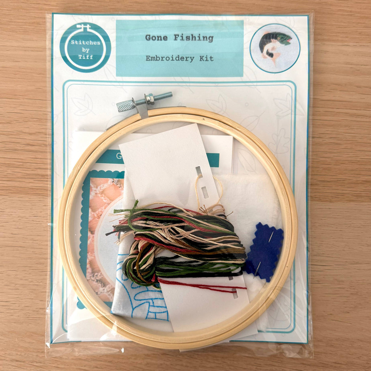 Stitches By Tiff-Gone Fishing Embroidery Kit-embroidery kit-gather here online