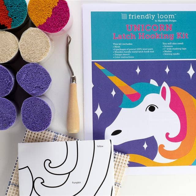 Friendly Loom-Unicorn Latch Hooking Kit-craft kit-gather here online