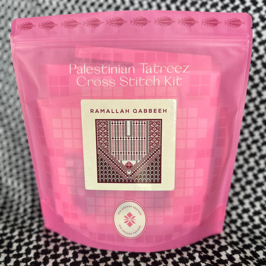 Min Amanne Tatreez Designs-Ramallah Qabbeh Tatreez Kit-xstitch kit-gather here online