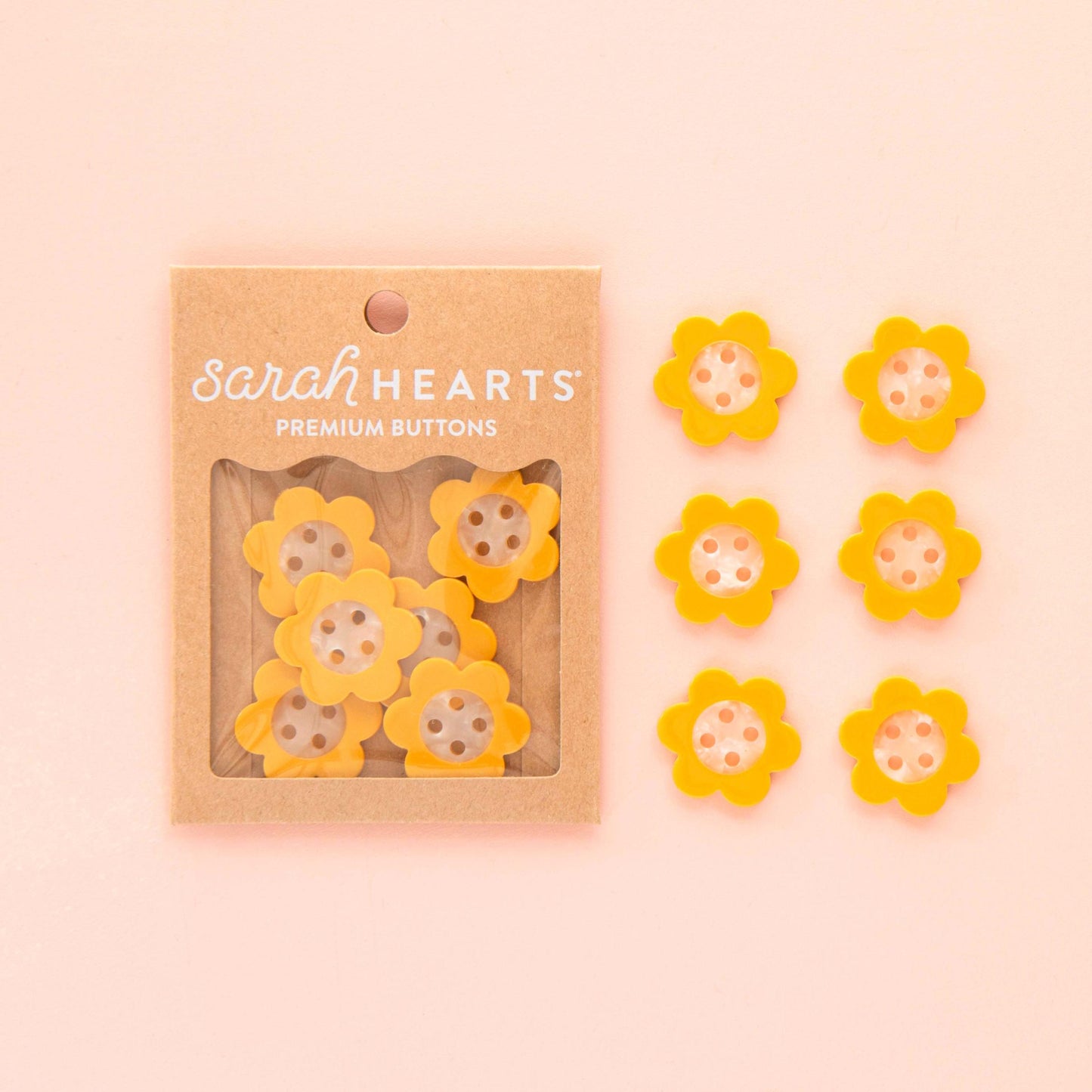Sarah Hearts-Yellow Daisy Large 1" Buttons-button-gather here online