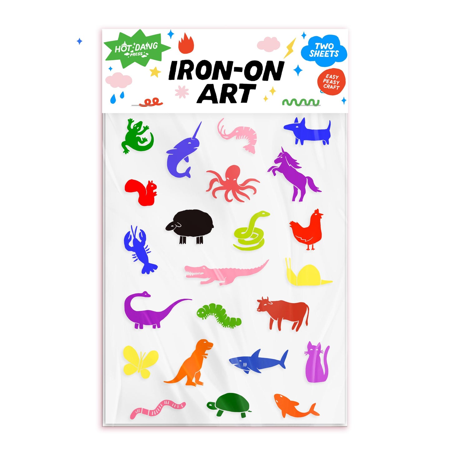 Hot Dang Press-Le Critters Iron-On Transfer Sheet Set-patches + pins-gather here online