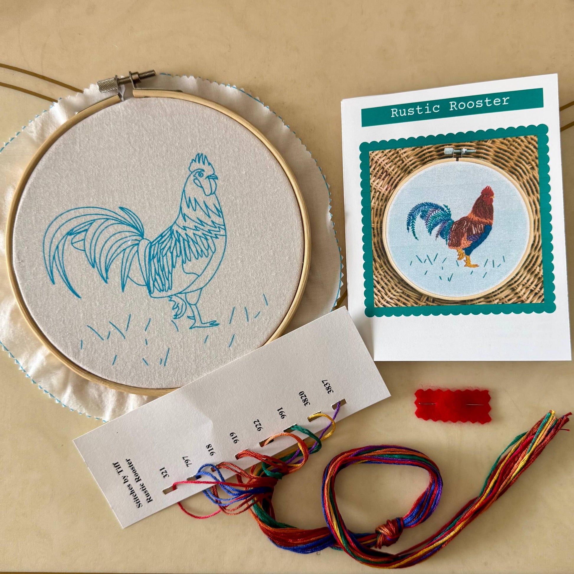 Stitches By Tiff-Rustic Rooster Embroidery Kit-embroidery kit-gather here online