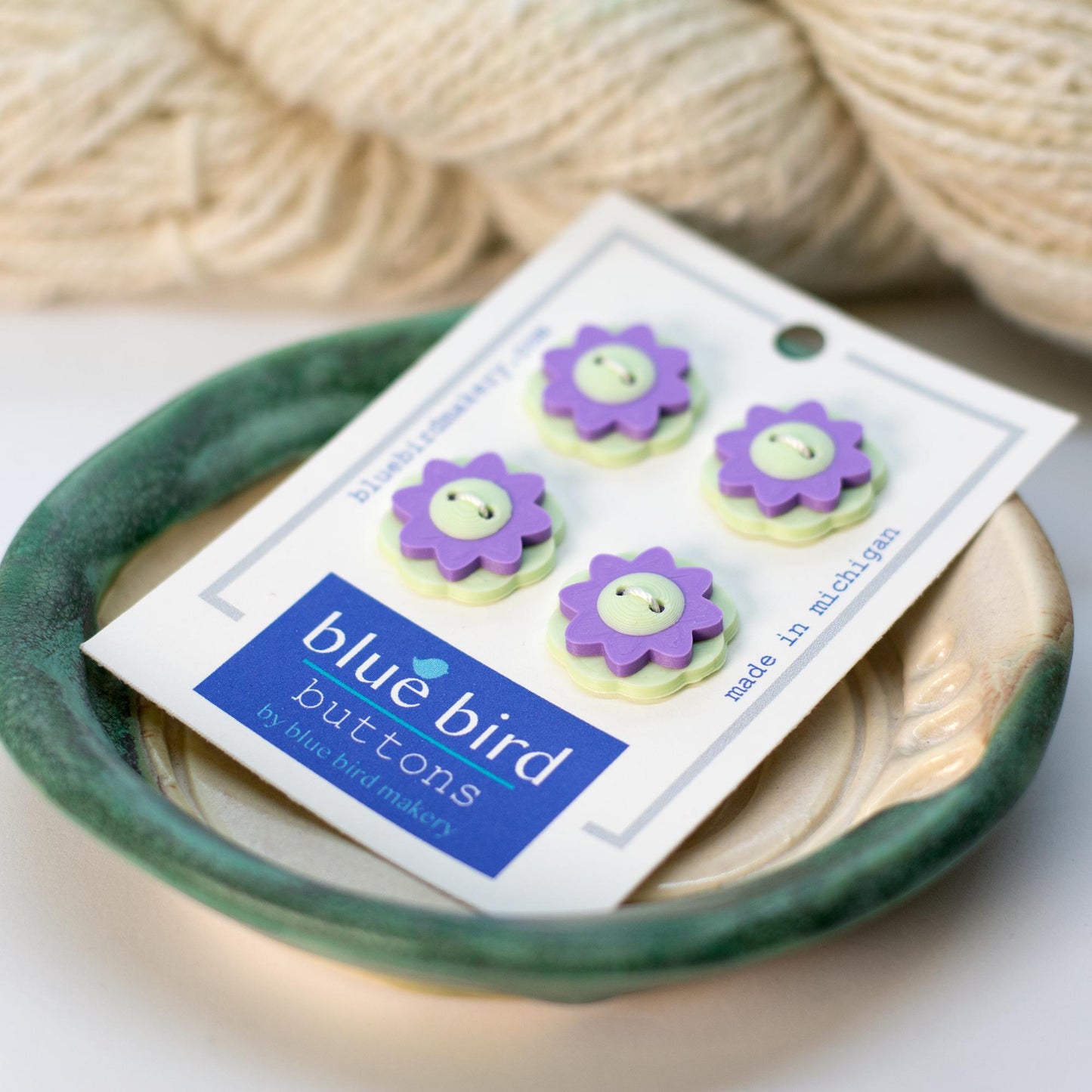 Blue Bird Makery-20mm Flower Buttons-button-Grape + Honeydew-gather here online