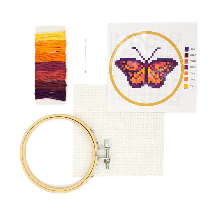 Kikkerland-Mini Cross Stitch Embroidery Kit - Butterfly-xstitch kit-gather here online