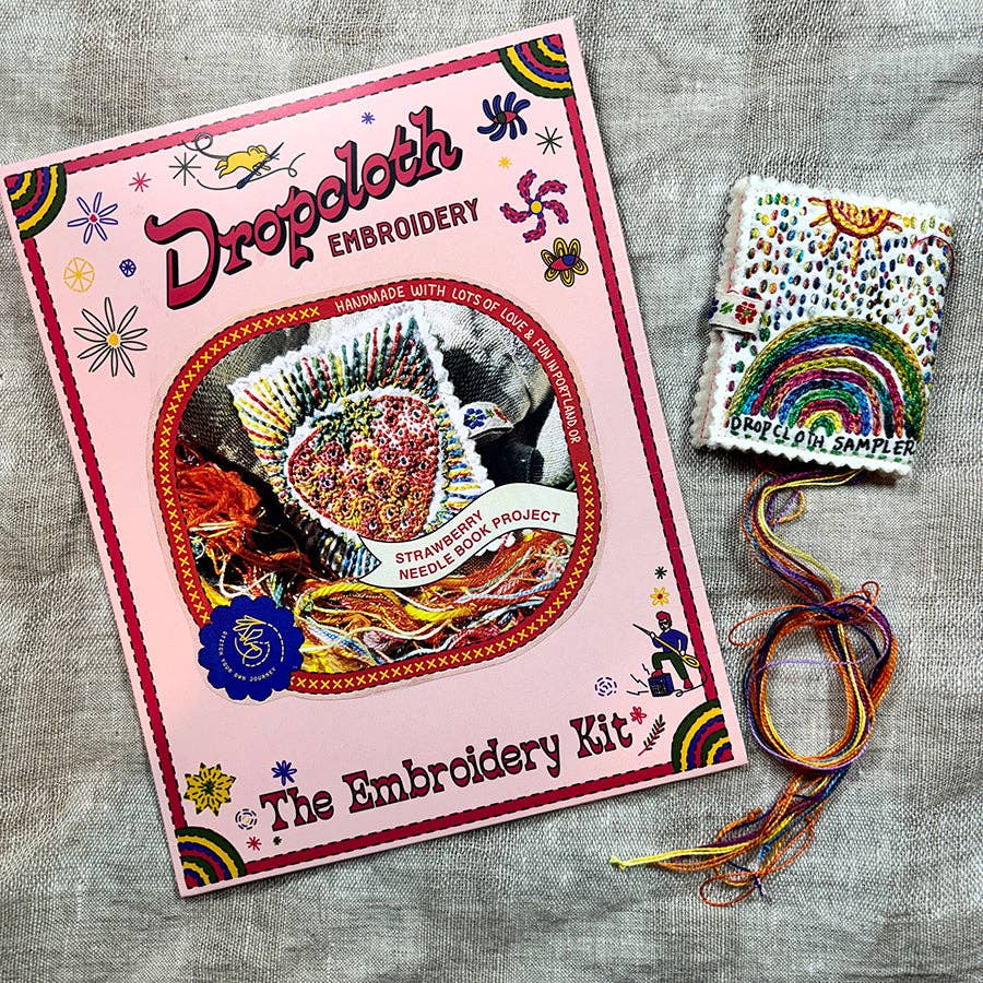 Dropcloth Samplers-Strawberry Needlebook Kit-embroidery kit-gather here online