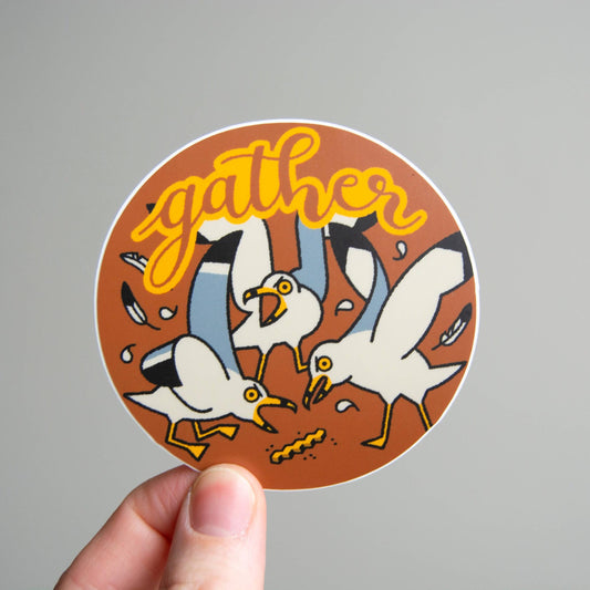 Curlworks-Gather Seagulls Vinyl Sticker-sticker-gather here online