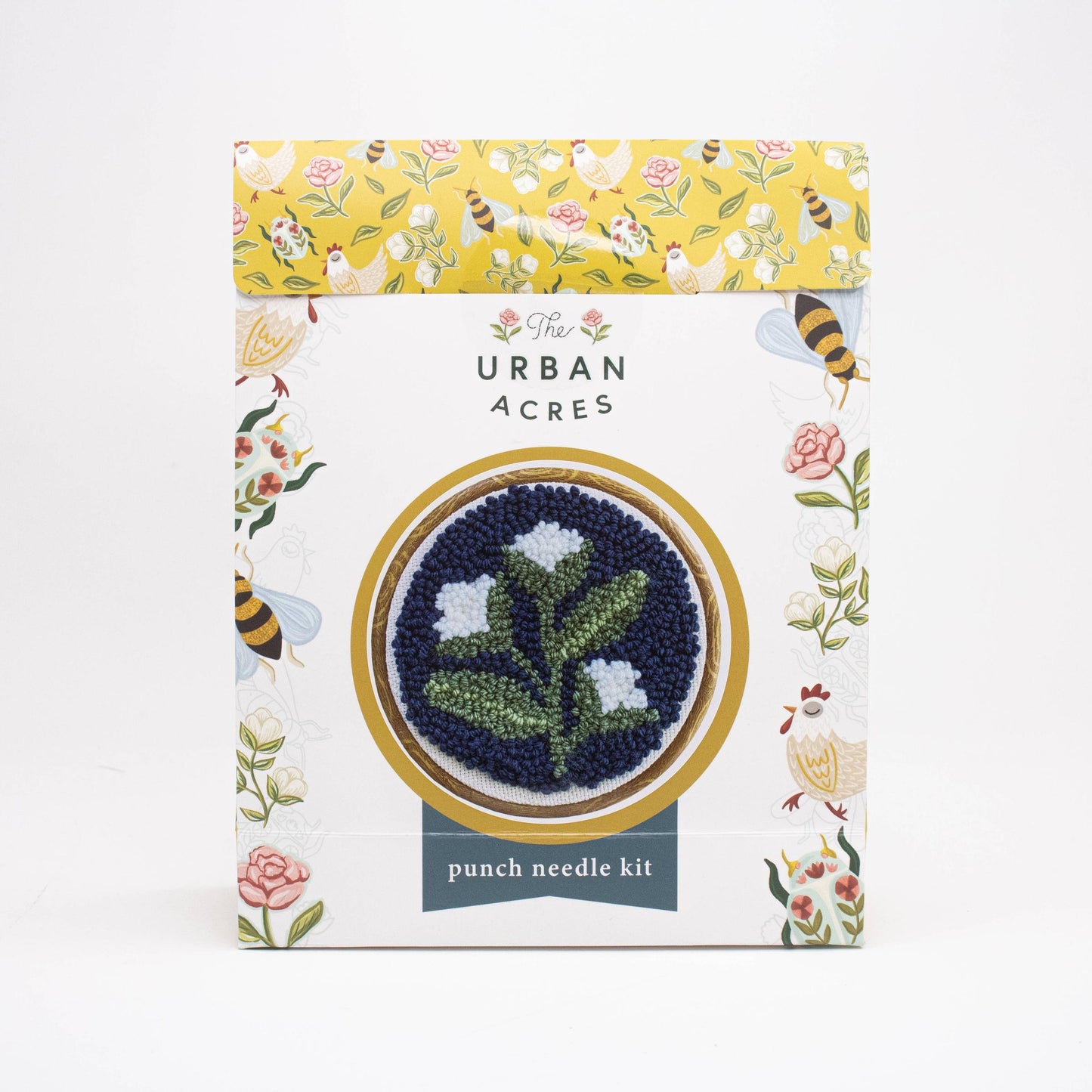 The Urban Acres-Blue Floral Punch Needle Kit-craft kit-gather here online